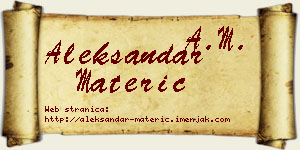 Aleksandar Materić vizit kartica